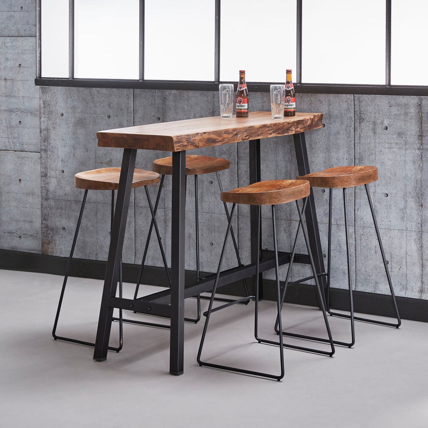 Bartafel Live Edge - 125x46x93 cm - Naturel - Acacia