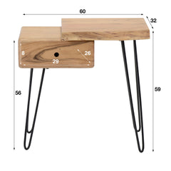 Side table/Nachtkastje Edge Rechts - 60x32x59 cm - Naturel - Acacia
