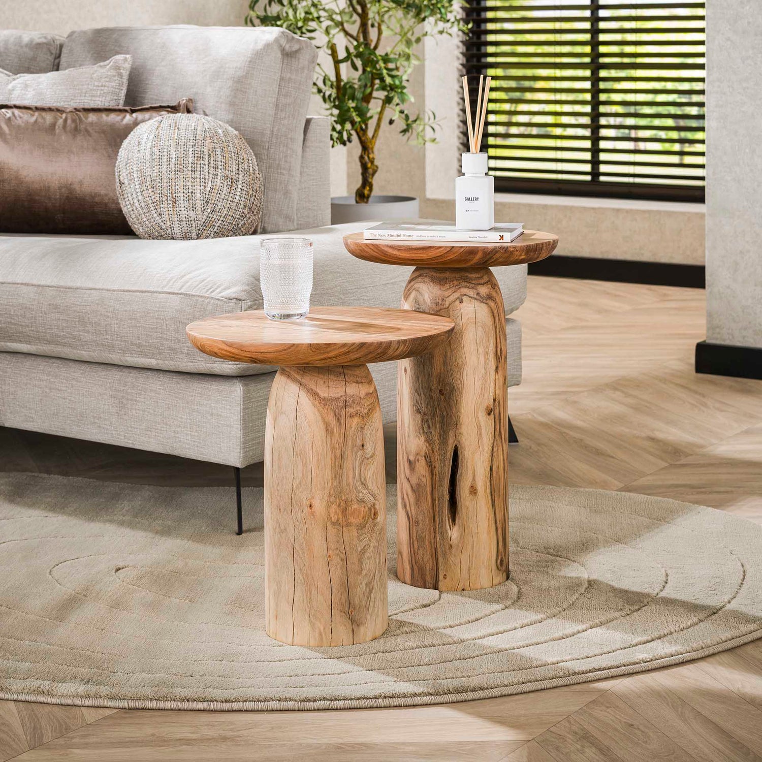 Bijzettafel River Solid L - 40x40x45 cm - Naturel - Acacia
