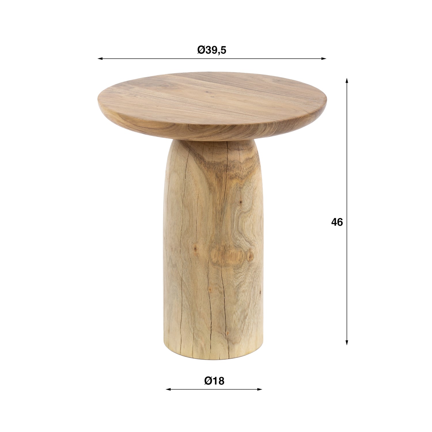 Bijzettafel River Solid L - 40x40x45 cm - Naturel - Acacia