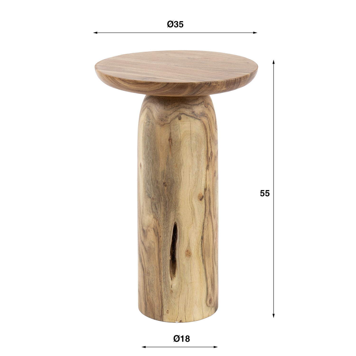 Bijzettafel River Solid XL - 35x35x55 cm - Naturel - Acacia