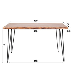 Eettafel Edge 130 - 130x70x77 cm - Naturel - Acacia