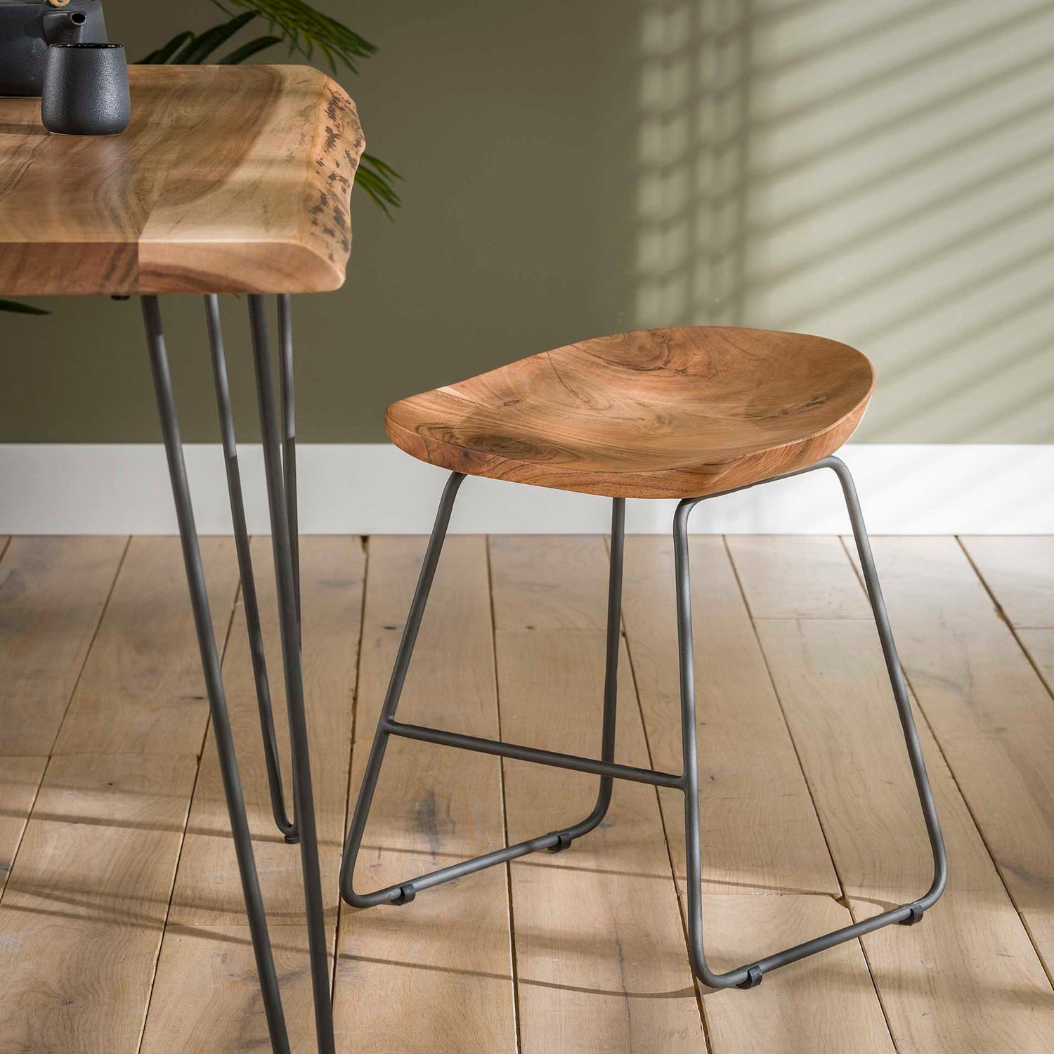 Kruk Hout Ergo 2 stuks - 41x38x52 cm - Naturel - Acacia
