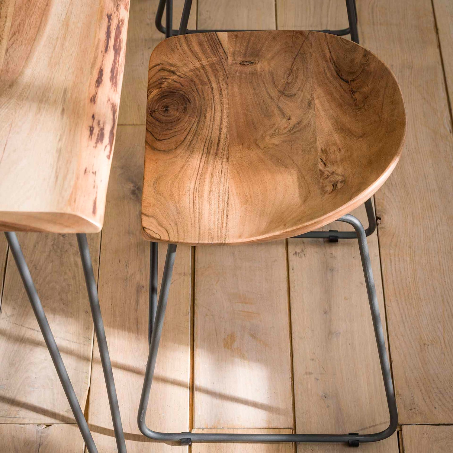 Kruk Hout Ergo 2 stuks - 41x38x52 cm - Naturel - Acacia