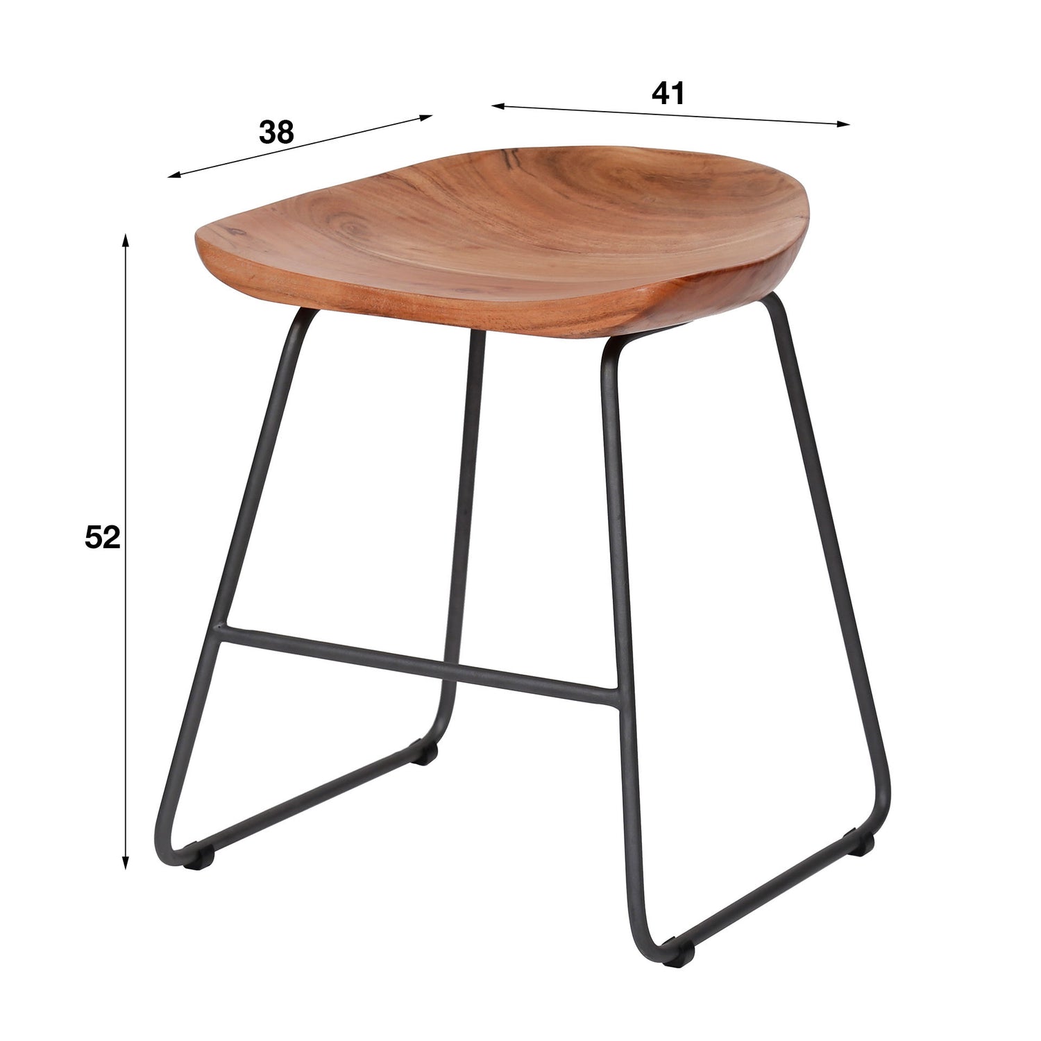 Kruk Hout Ergo 2 stuks - 41x38x52 cm - Naturel - Acacia