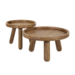Salontafel Tripod - Set van 2 - 80x80x41 cm - Zandkleur - Mango