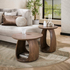 Bijzettafel Flow Solid M - 60x60x46 cm - Glaze Brown - Acacia