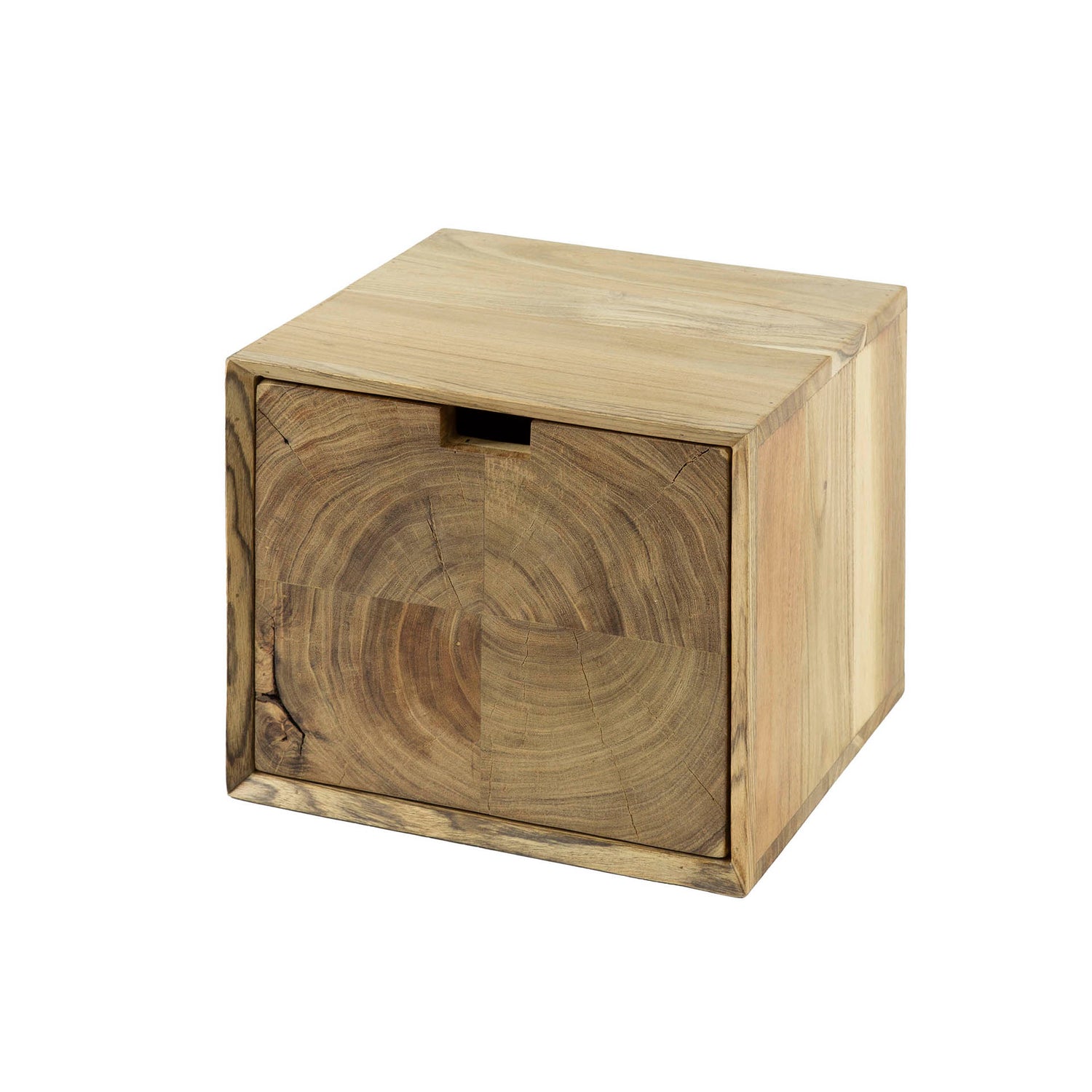 Nachtkastje Block Zwevend met 1 Lade - 30x29x25 cm - Naturel - Acacia