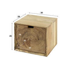 Nachtkastje Block Zwevend met 1 Lade - 30x29x25 cm - Naturel - Acacia