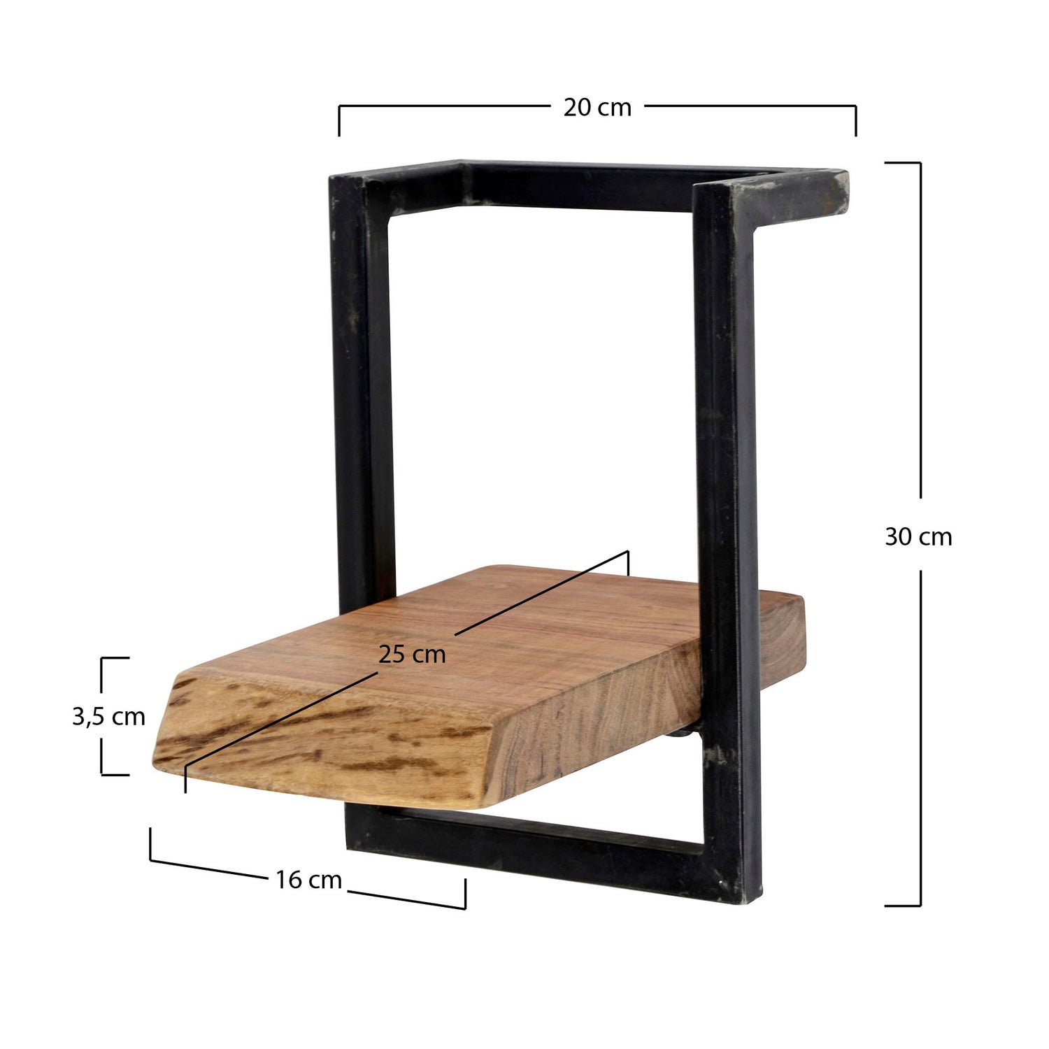 Wandplank Edge 20cm - 20x25x30 cm - Naturel - Acacia