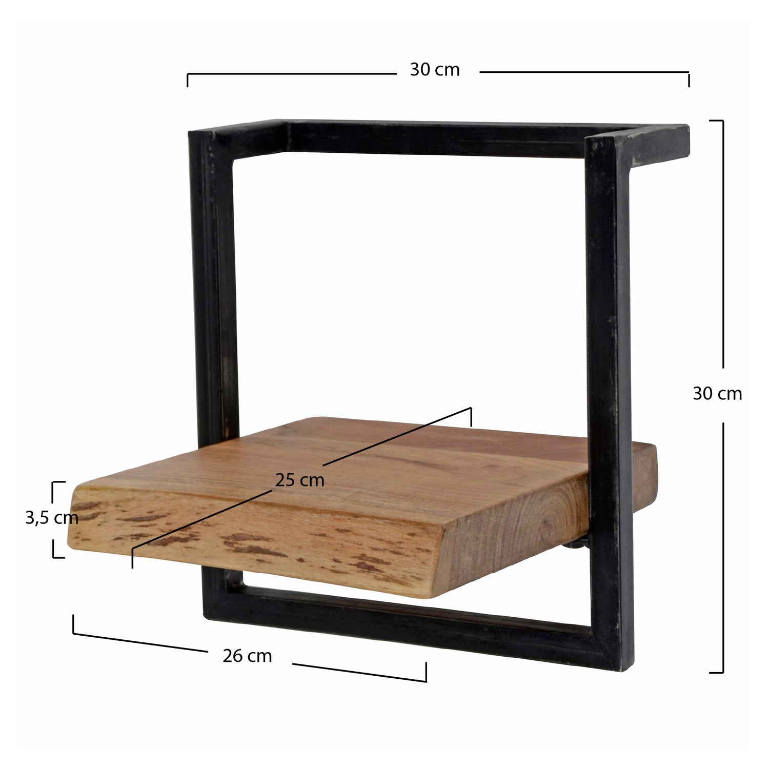Wandplank Edge 30cm - 30x25x30 cm - Naturel - Acacia