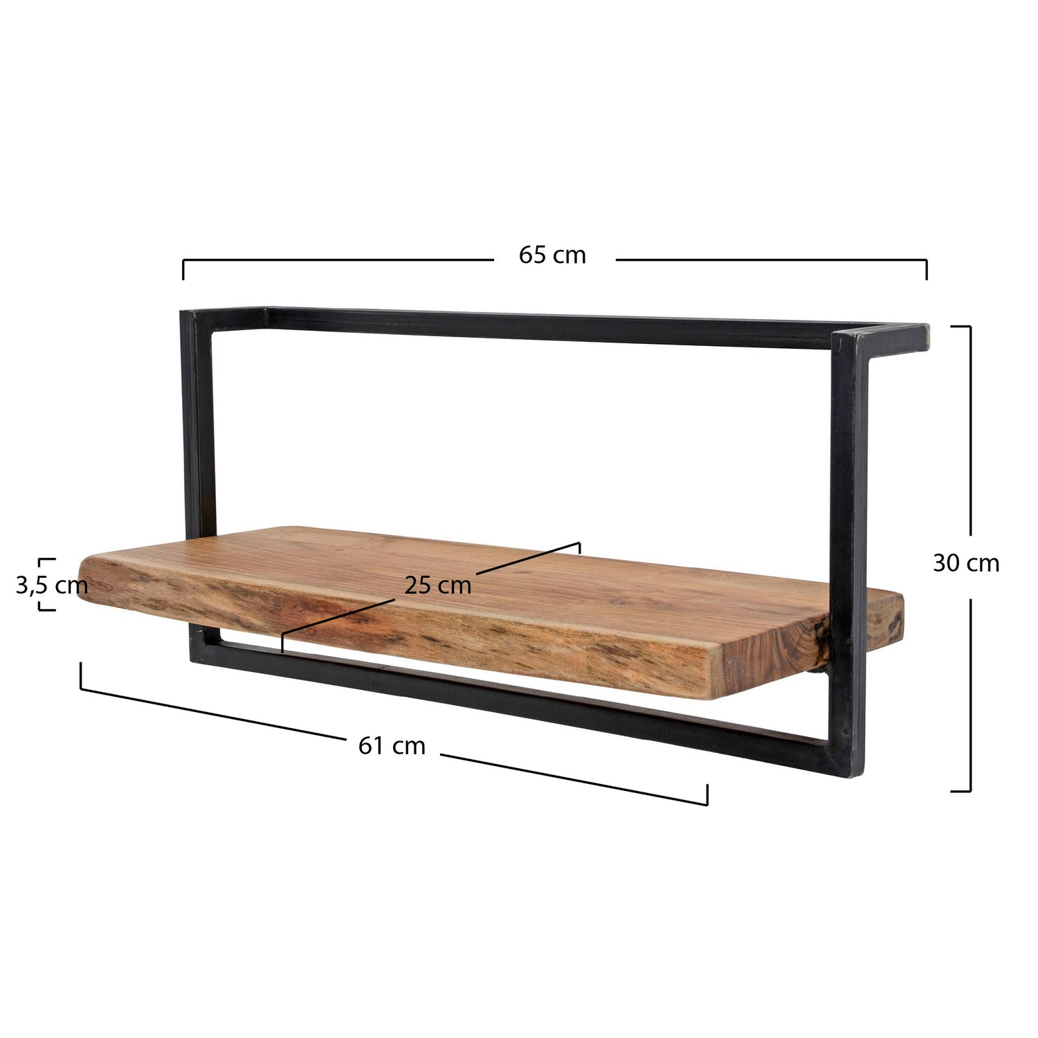 Wandplank Edge - 65x25x30 cm - Acacia Naturel