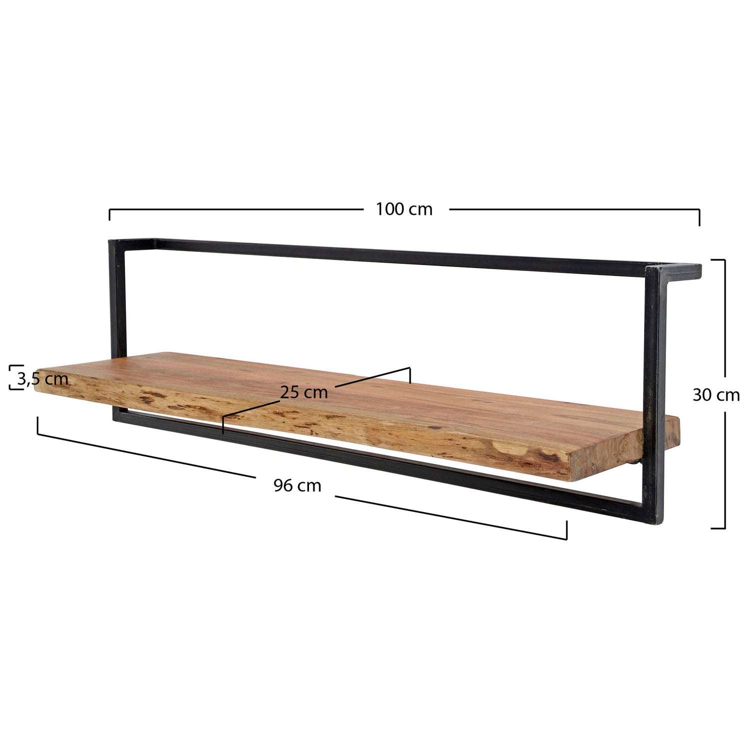 Wandplank Edge 100cm - 100x25x30 cm - Naturel - Acacia