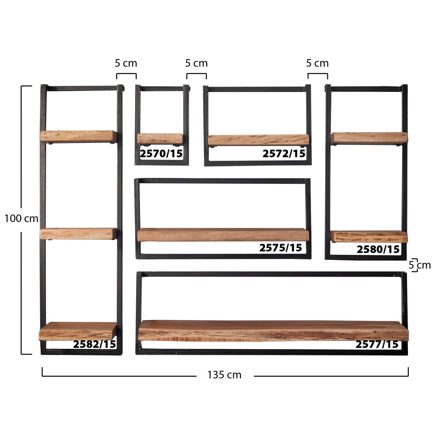 Wandplank Edge - 30x25x65 cm - Acacia Naturel