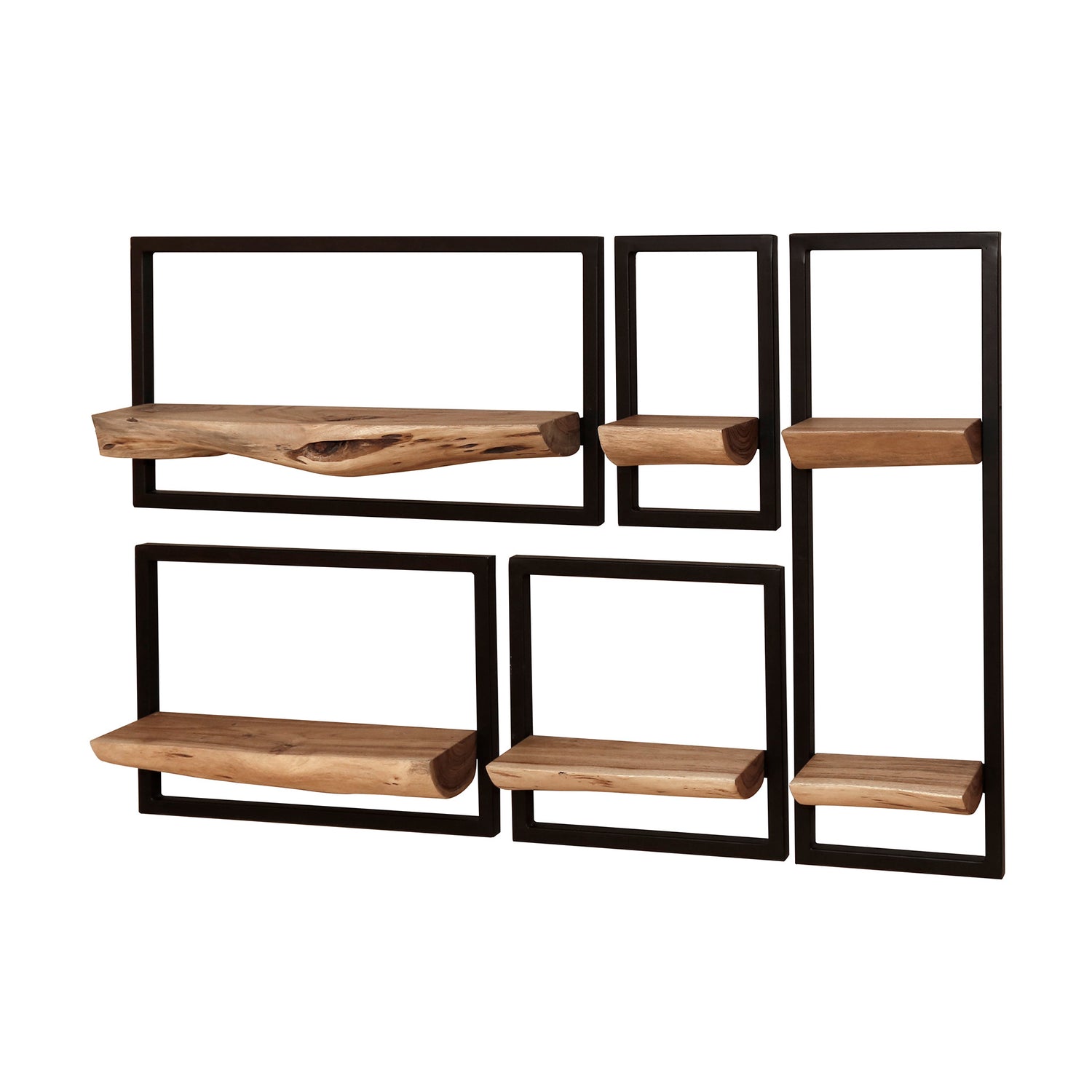 Wandschap Edge - Set van 5 - 25x15x75 cm - Naturaal - Acacia