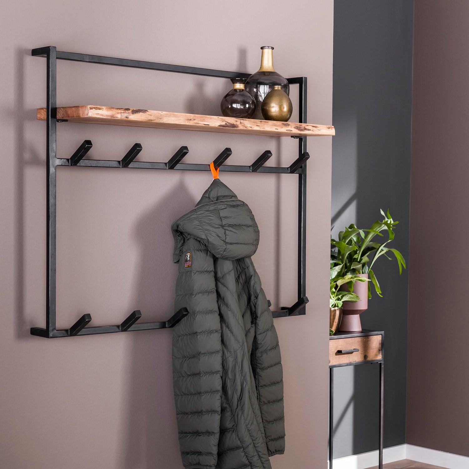 Kapstok Air Solid met 12 Haken - 100x30x80 cm - Acacia Naturel