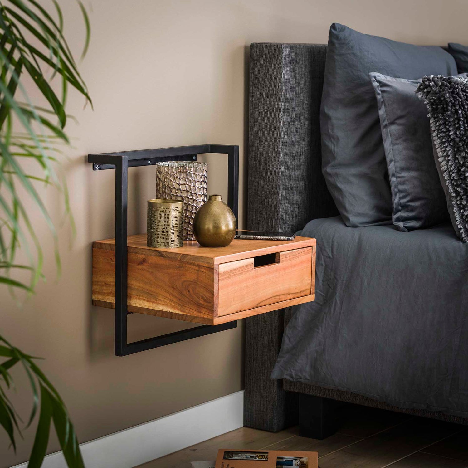 Nachtkastje Air Solid - 44x35x45 cm - Acacia Naturel