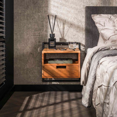 Nachtkastje met 1L open vak Air Solid - 44x35x45 cm - Naturel - Acacia