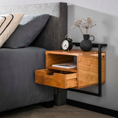 Nachtkastje met 1L open vak Air Solid - 44x35x45 cm - Naturel - Acacia