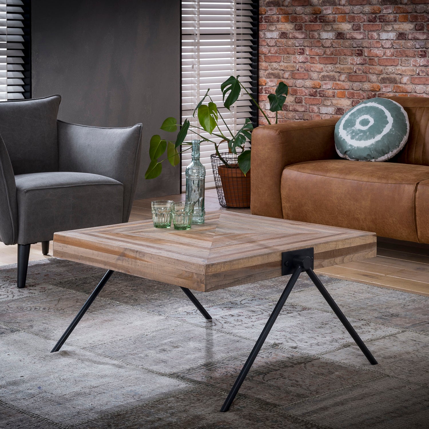 Salontafel Teca Balance - 80x80x43 cm - Verweerd - Teakhout