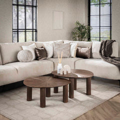 Salontafel Maya Teak Driehoekig - Set van 2 - 75x61x45 cm - Rust Brown - Teak