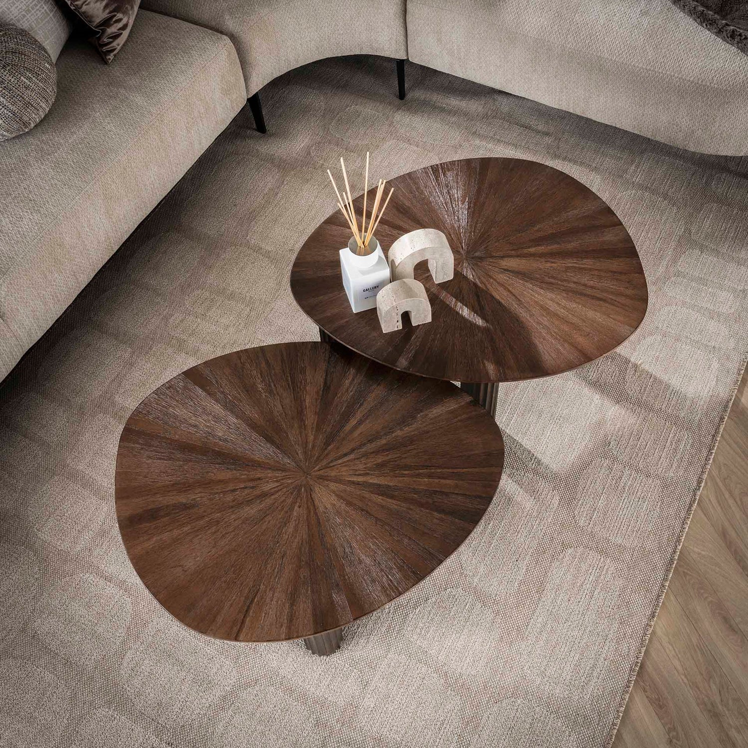 Salontafel Maya Teak Driehoekig - Set van 2 - 75x61x45 cm - Rust Brown - Teak