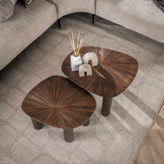 Salontafel Maya - Vierhoekig - Set van 2 - 62x51x43 cm - Rust Brown - Teak