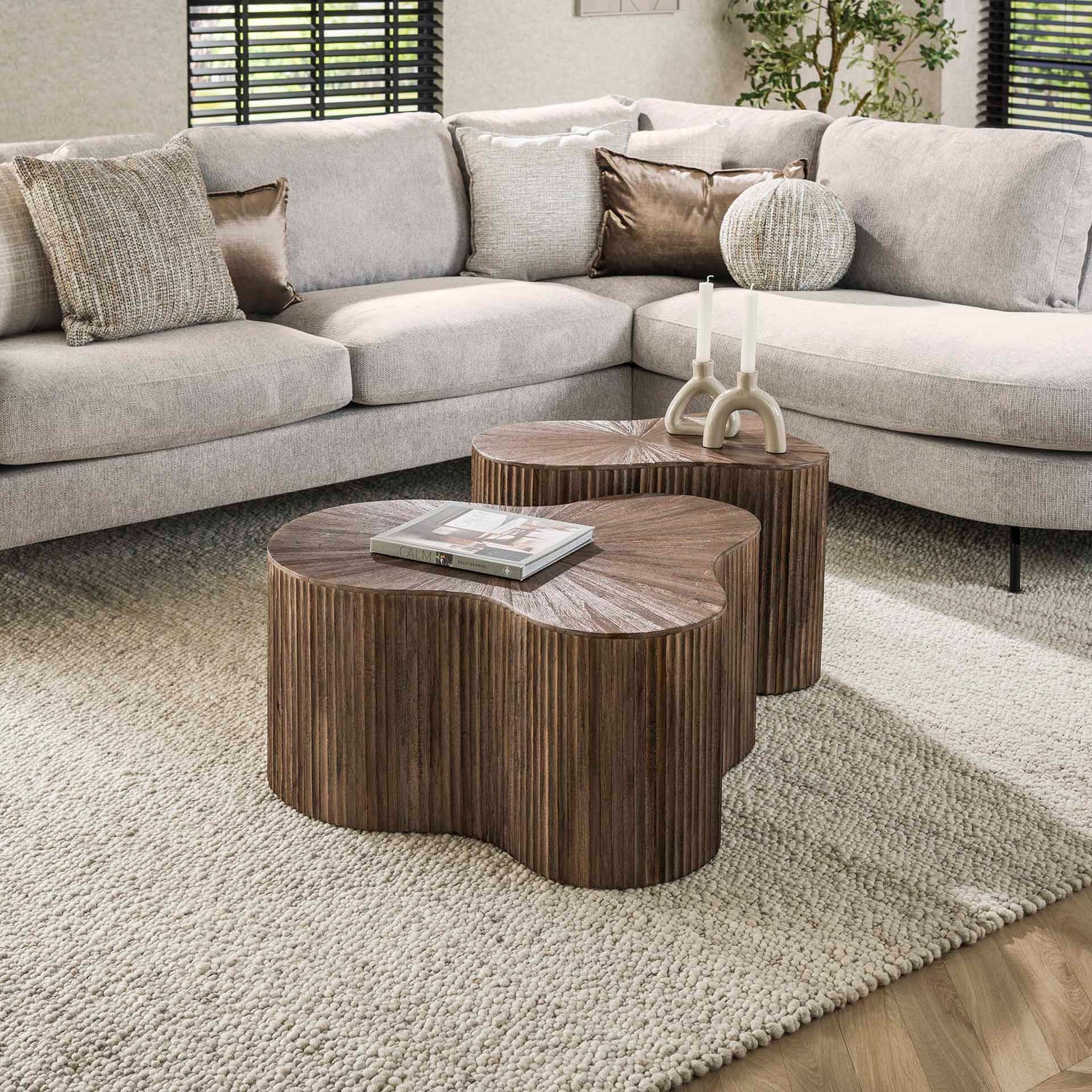 Salontafel Maya Teak Shamrock - Set van 2 - 77x60x38 cm - Rust Brown - Teak