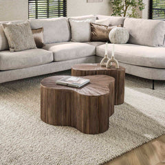 Salontafel Maya Teak Shamrock - Set van 2 - 77x60x38 cm - Rust Brown - Teak