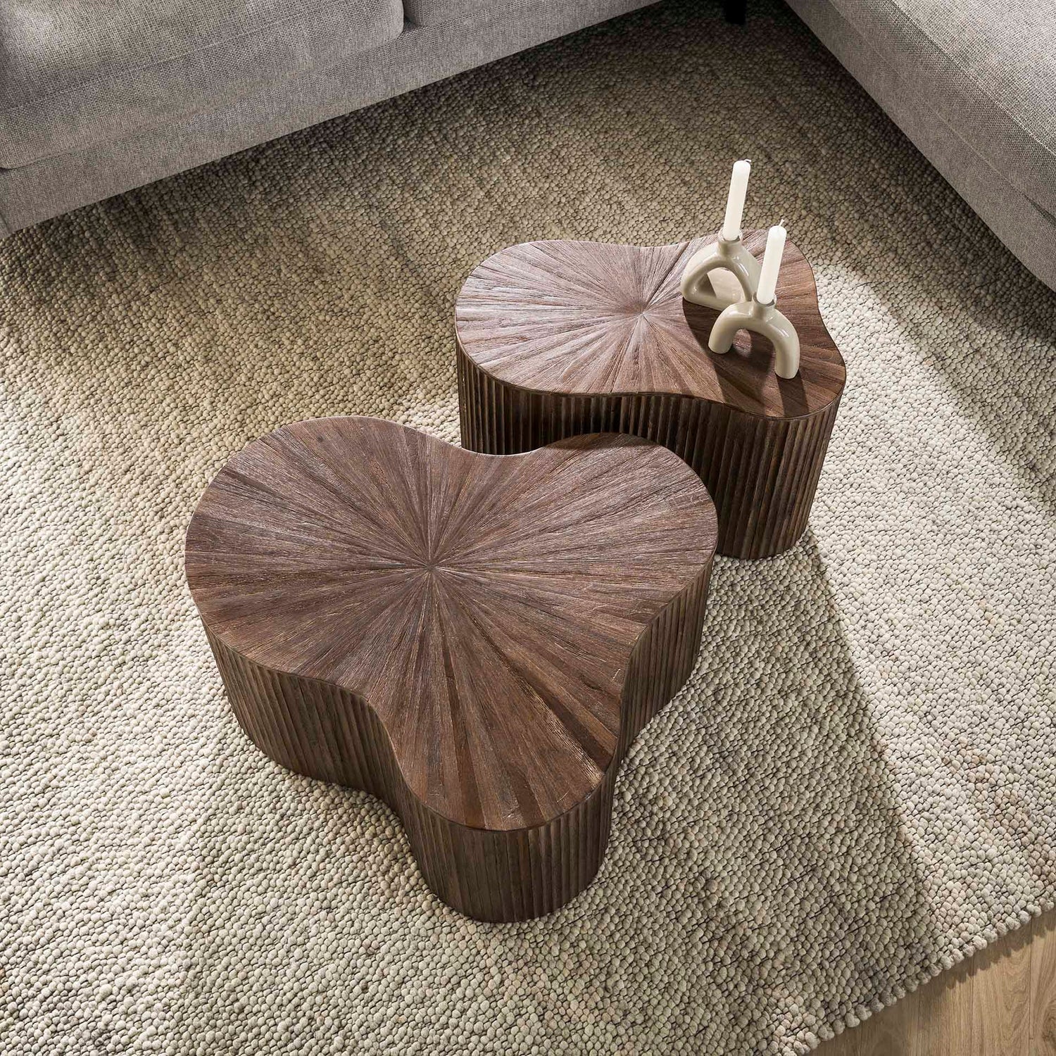 Salontafel Maya Teak Shamrock - Set van 2 - 77x60x38 cm - Rust Brown - Teak