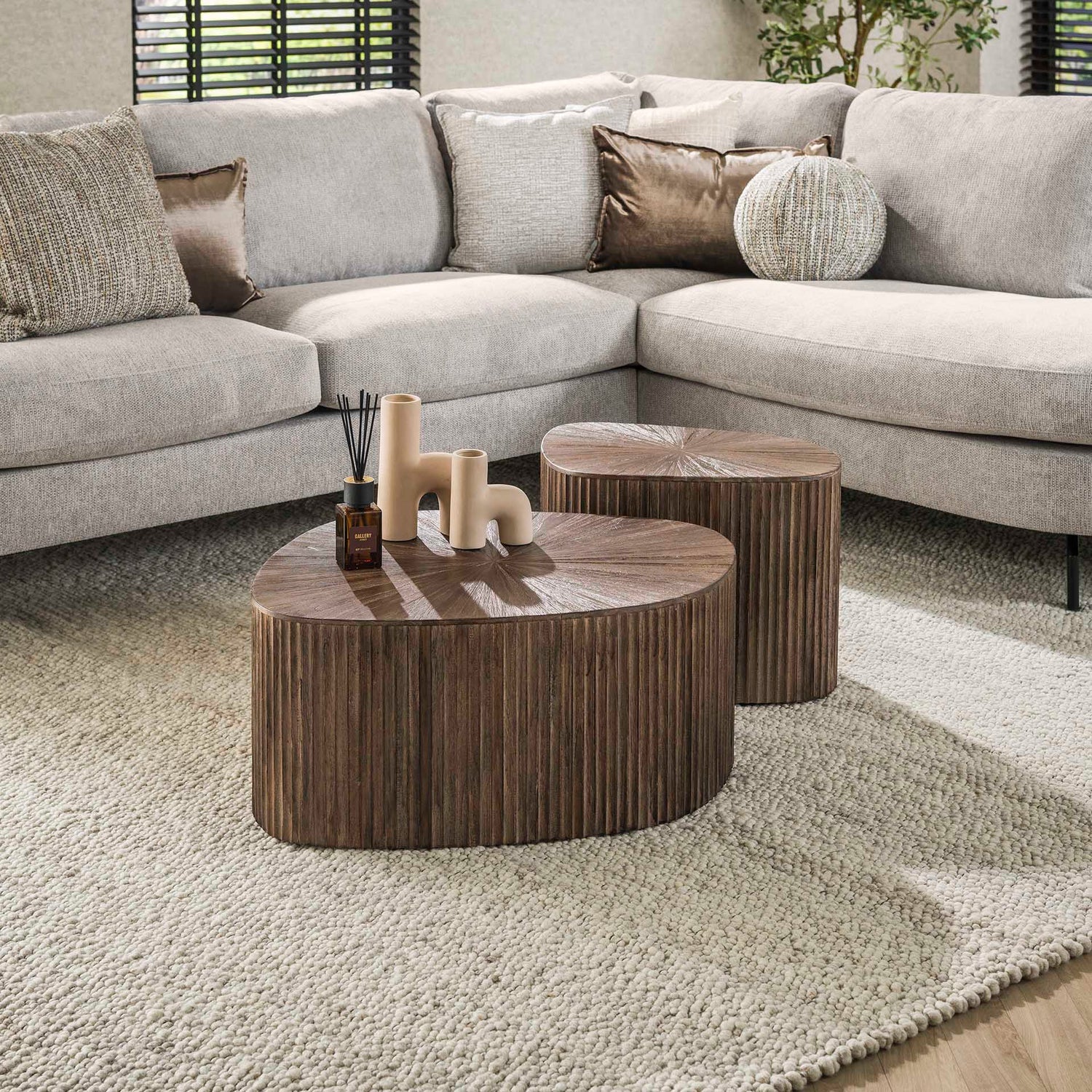 Salontafel Maya Vierhoekig XL - Set van 2 - 73x68x31 cm - Rust Brown - Teak