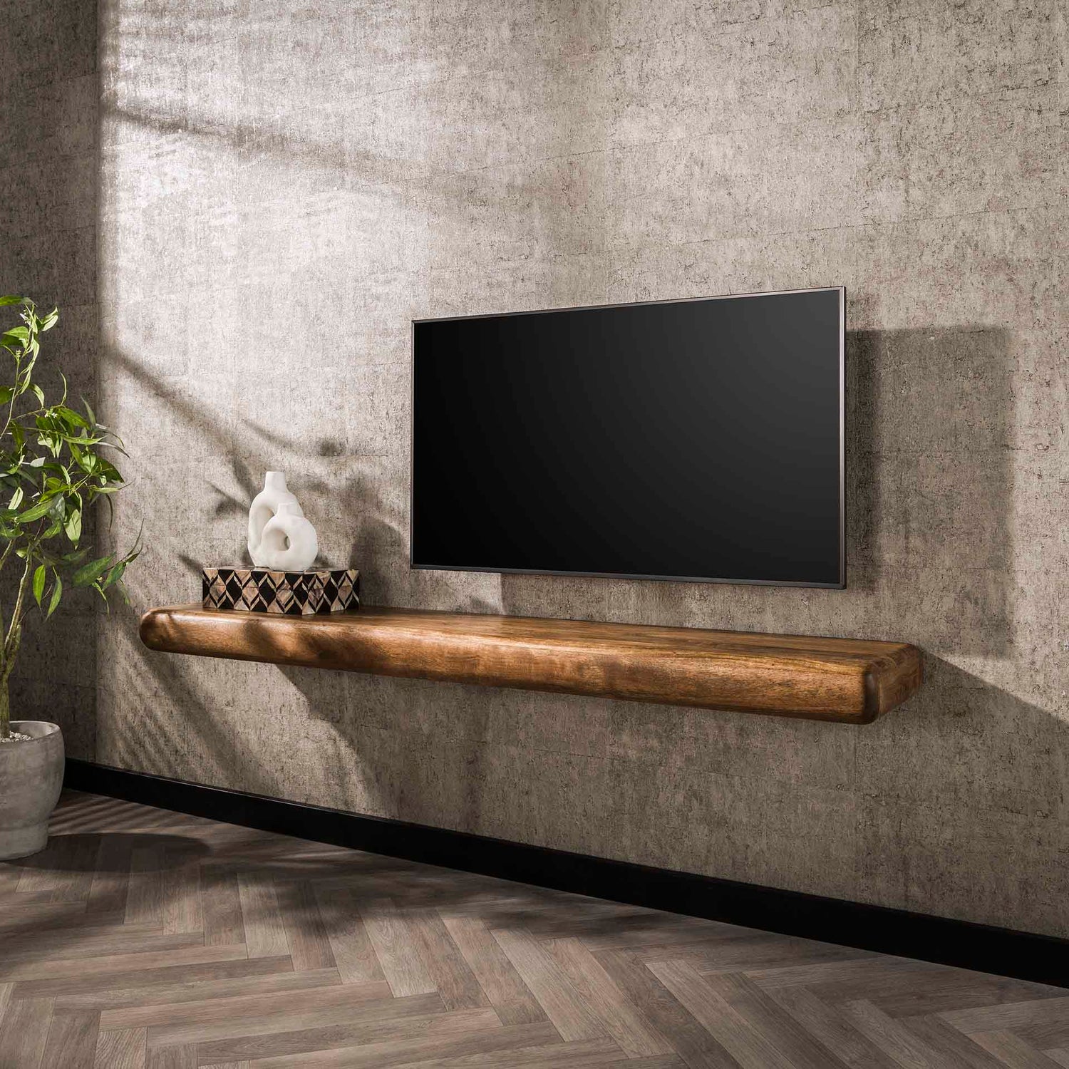 Wandplank 170 Sleek - 168x35x10 cm - Zandkleur - Mango