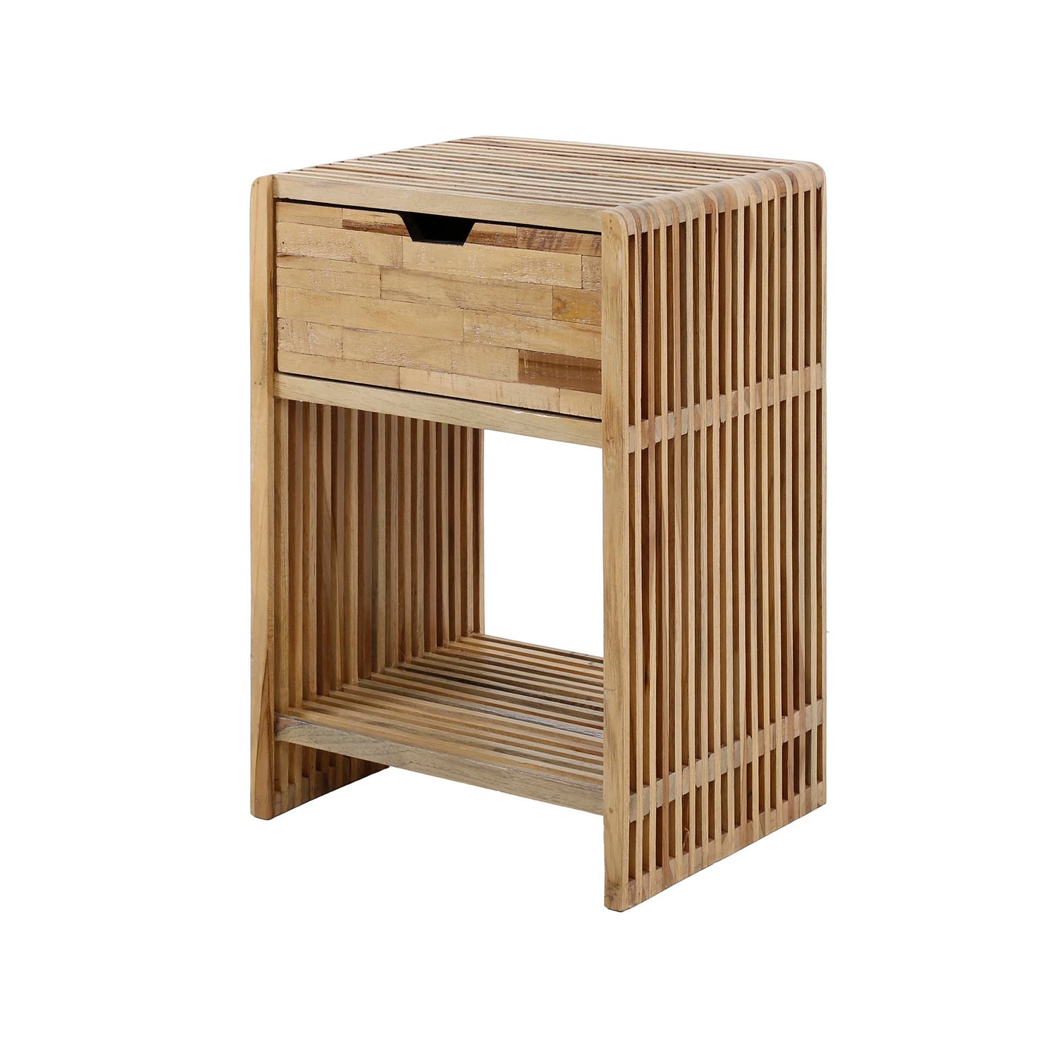 Nachtkastje 1L Rib - 40x30x55 cm - Verweerd Teakhout