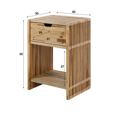 Nachtkastje 1L Rib - 40x30x55 cm - Verweerd Teakhout