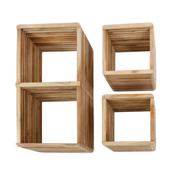Wandschap Rib - Set van 3 - 42x23x80 cm - Verweerd - Teakhout