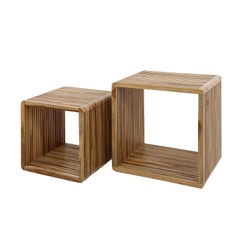 Salontafel Rib - Set van 2 - 50x40x50 cm - Verweerd - Teakhout