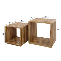 Salontafel Rib - Set van 2 - 50x40x50 cm - Verweerd - Teakhout
