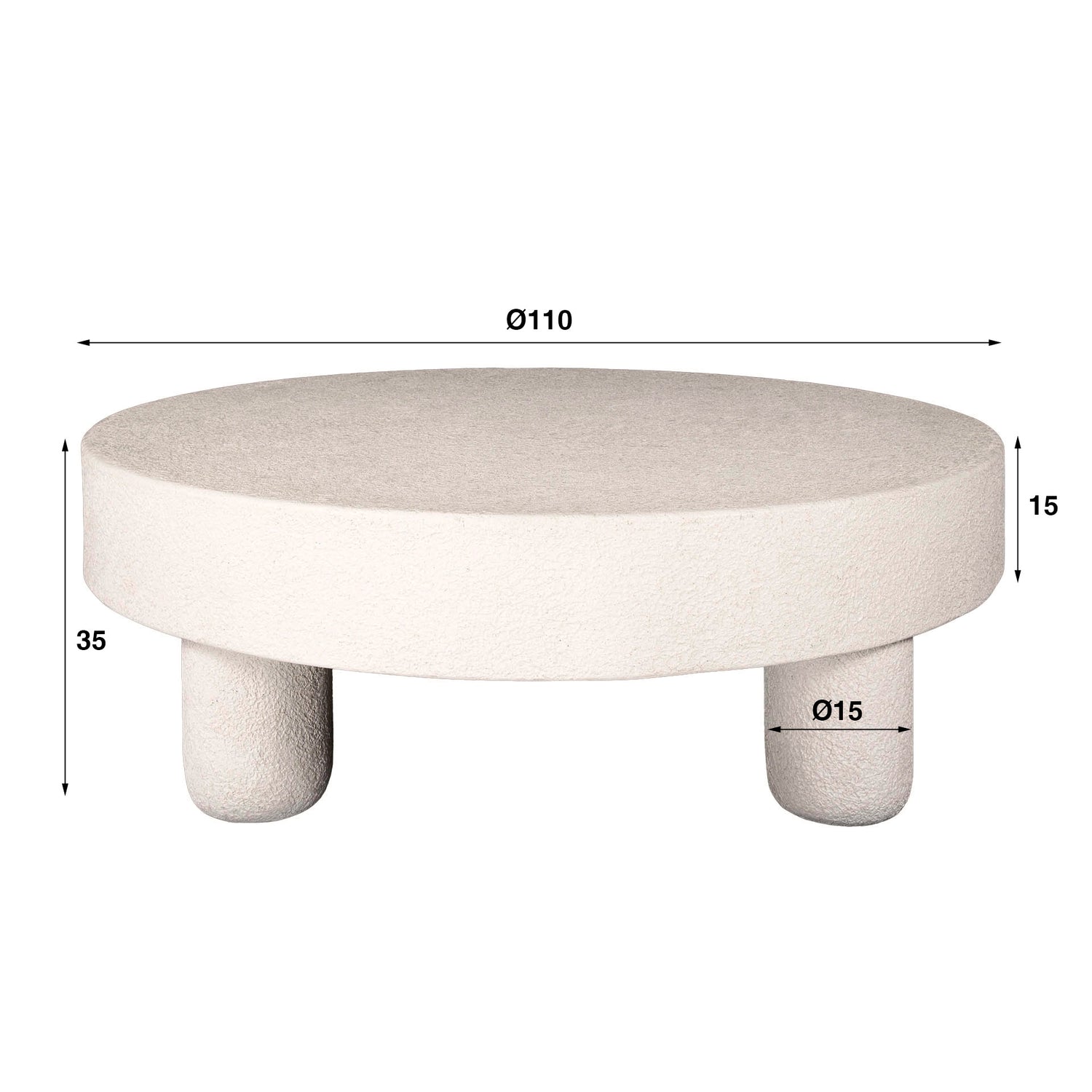 Salontafel Bulky Stone - 110x110x35 cm - Marmer Composiet