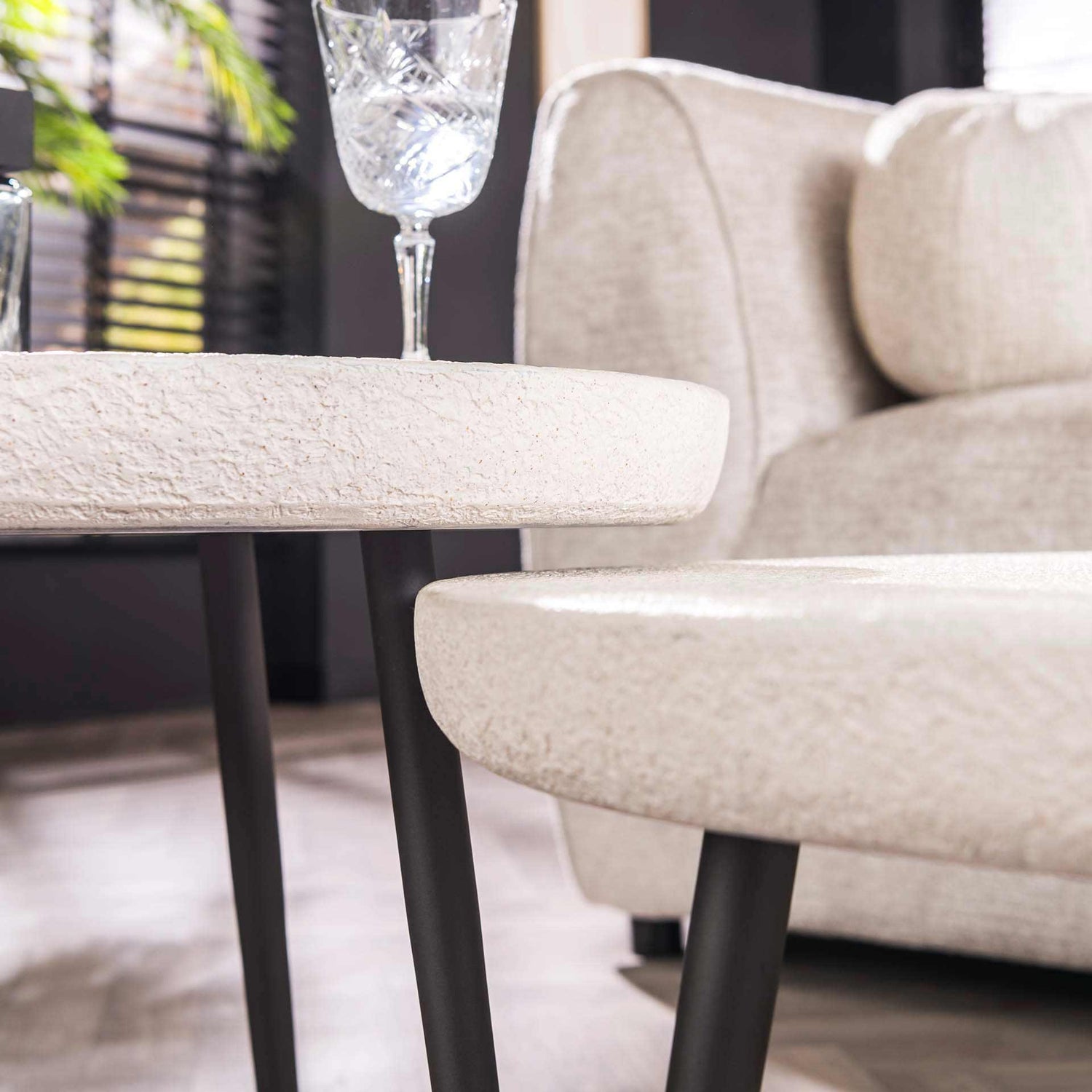 Salontafel Flat Round Stone Set - 70x70x35 cm - Marmer Composiet