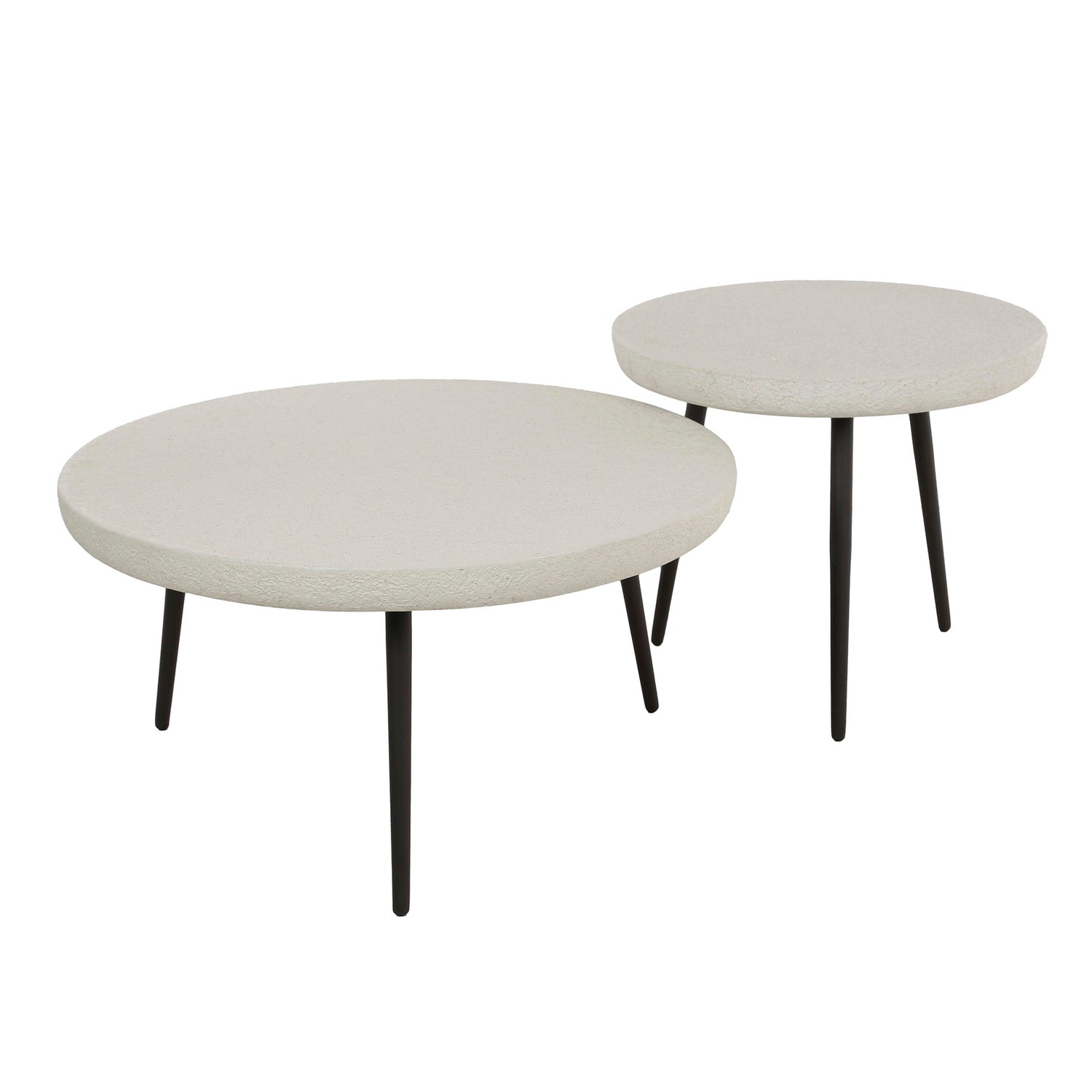 Salontafel Flat Round Stone Set - 70x70x35 cm - Marmer Composiet