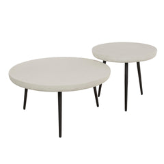 Salontafel Flat Round Stone Set - 70x70x35 cm - Marmer Composiet