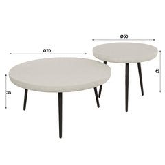Salontafel Flat Round Stone Set - 70x70x35 cm - Marmer Composiet