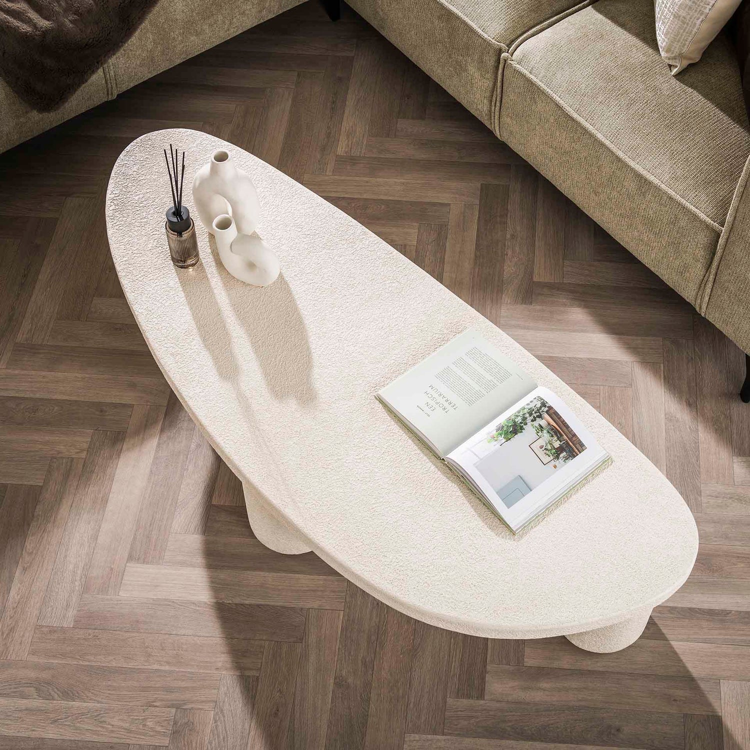 Salontafel met Kiezel Driehoek XL - 157x61x38 cm - Marmer - Composiet