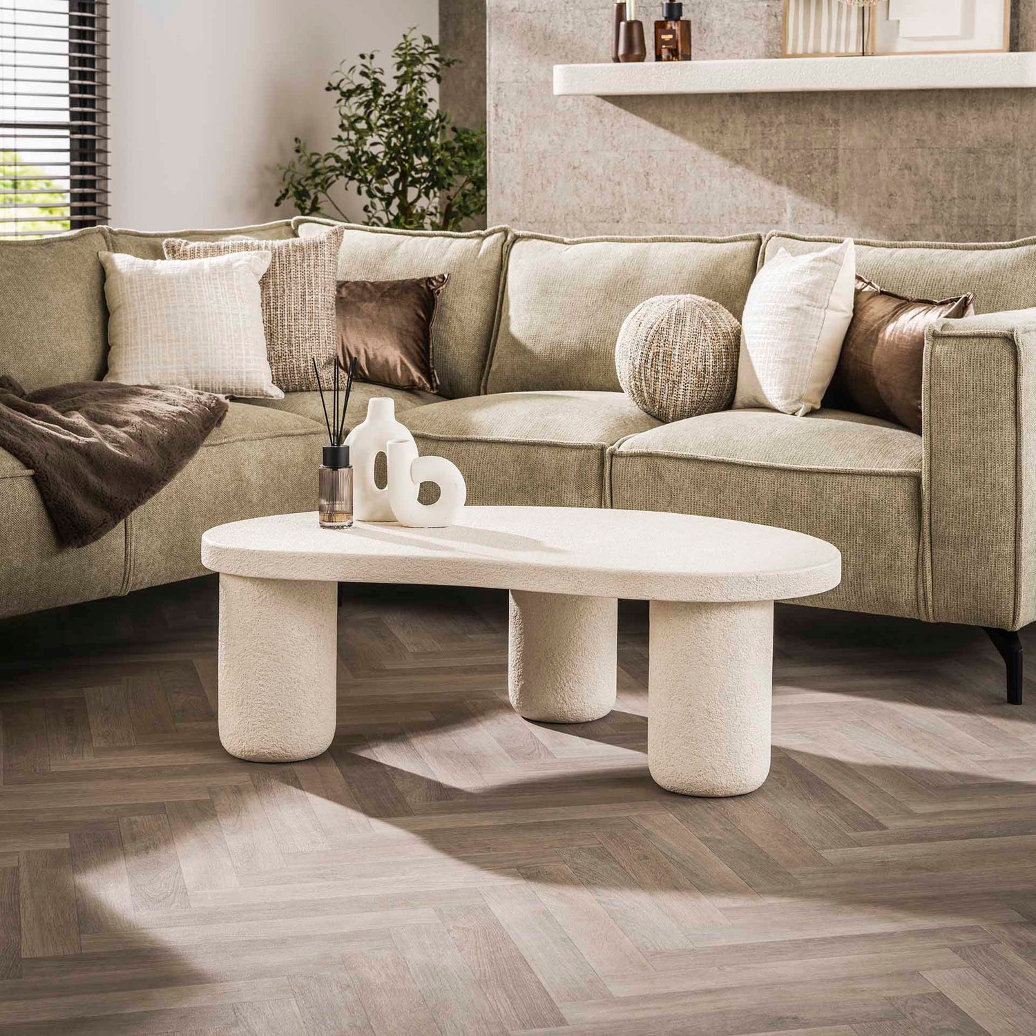 Salontafel Kiezel Organisch XL - 110x70x38 cm - Marmer Composiet