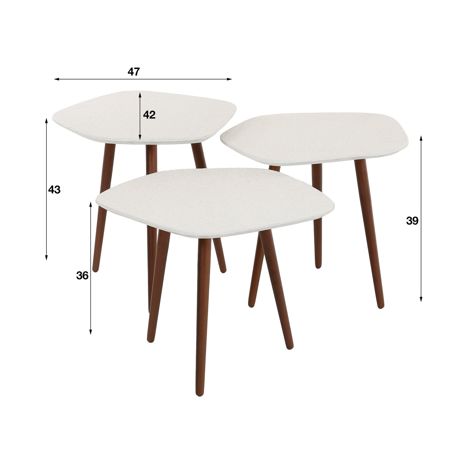 Salontafel Point Stone Set - 42x47x43 cm - Marmer - Composiet