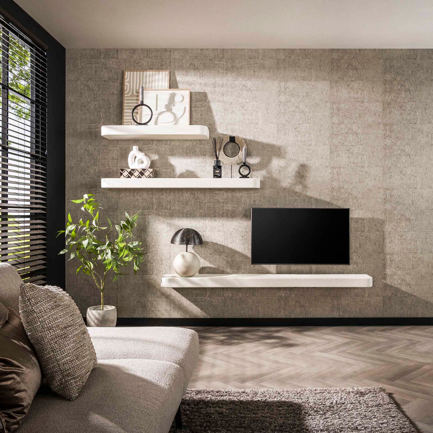 Wandplank 100cm Stone - 100x29x8 cm - Marmer Composiet