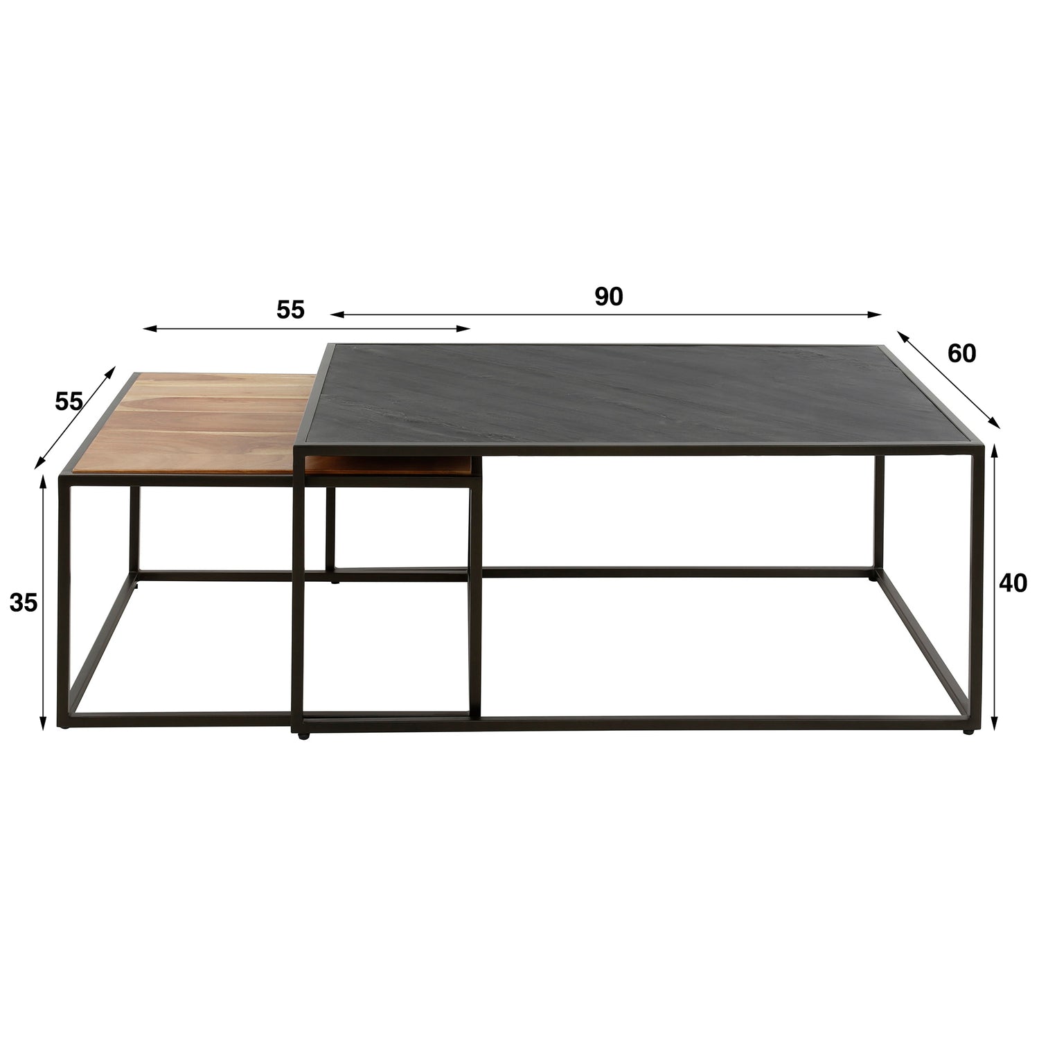Salontafel Slate Mix Set - 90x60x40 cm