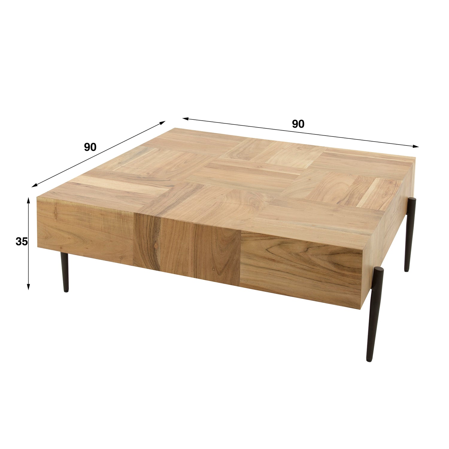 Salontafel Blocks - 90x90x35 cm - Naturel - Acacia