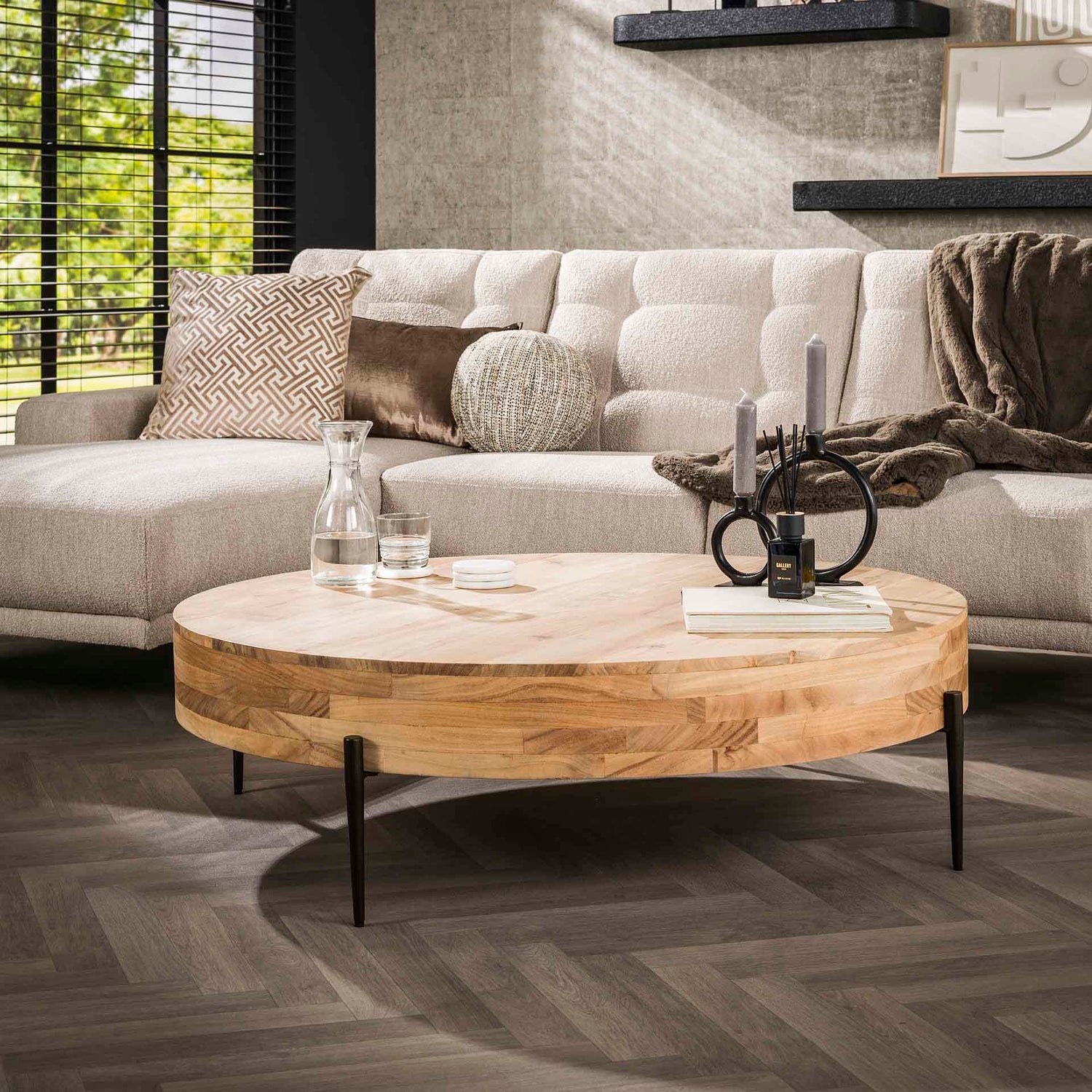 Salontafel Bulky Wood - 120x120x35 cm - Naturel - Acacia