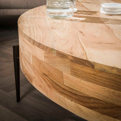 Salontafel Bulky Wood - 120x120x35 cm - Naturel - Acacia